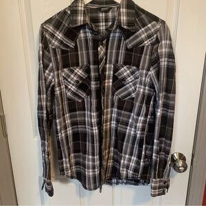 Arizona Jean Company Black & Gray Plaid Shirt Jacket